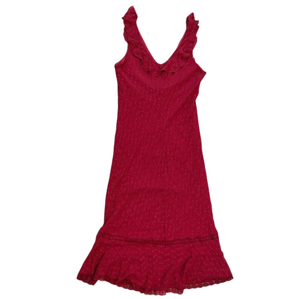 Y2K Jonathan Martin Red Ruffle Midi Dress